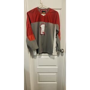 Vintage AND1 Long-Sleeve Basketball Jersey  Red & Gray Mesh Made in Macau  14-16